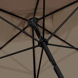 SunDaze 2x3M Taupe/Brown Garden Parasol Sun Shade Umbrella with Crank Handle & Tilt Mechanism