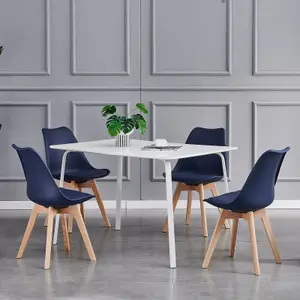 Single Dining Chair with Solid Wooden Legs and Seat Cushion Pad - Eva by MCC