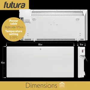 Futura Electric 2000W Radiator Panel Heater Wall Mounted or Floor Standing Bathroom Safe Timer and Thermostat Control