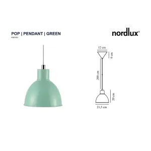 Nordlux Pop Indoor Living Dining Pendant Ceiling Light in Green (Diam) 21.5cm