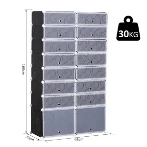 HOMCOM Large 16-Cube DIY Shoes Rack Portable Interlocking Plastic Cabinet