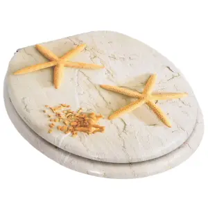 WC Toilet Seats 2 pcs with Soft Close Lids MDF Starfish Design