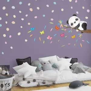 Walplus Combo Kids - Sleeping Panda With Dalmatian Candy Holographic Dots Wall Sticker PVC