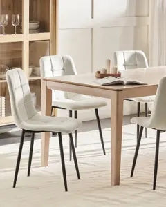 Set of 4 Dining Chairs POWELL Velvet Off-White