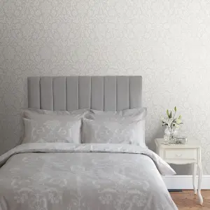 Laura Ashley Annecy Dove grey Damask Smooth Wallpaper Sample