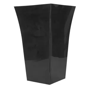 2x Tall Black Milano Shiny Gloss Finish Plastic Flower Planters For Home & Gardens