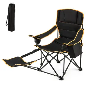 Costway Folding Camping Chair Camping Lounge Chair with Adjustable Backrest