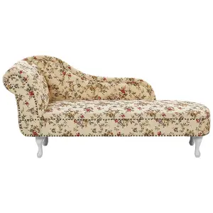 Left Hand Chaise Lounge Flower Print Beige NIMES