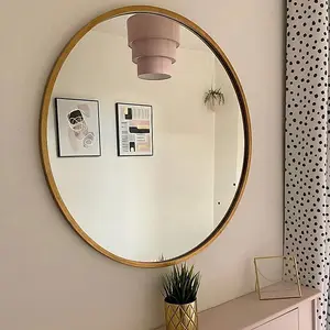 Melody Maison Large Round Gold Framed Wall Mirror 80cm x 80cm