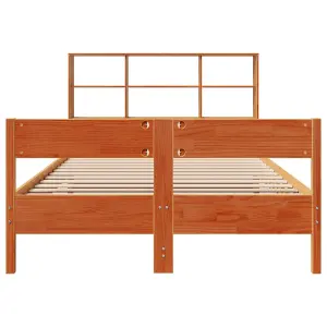 Berkfield Bookcase Bed without Mattress Wax Brown 140x200cm Solid Wood Pine