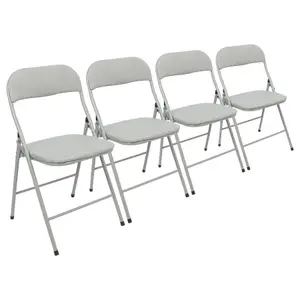 Fabric Padded Metal Folding Chairs - Grey - Pack of 4