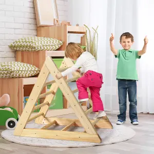 Costway Wooden Climbing Triangle Ladder Triangle Indoor Climber for Toddlers