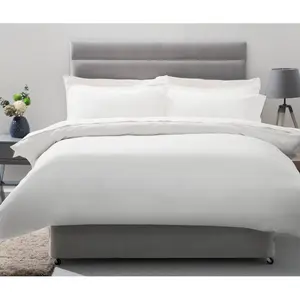 Cotton Solid Colour Duvet Cover Set with Pillowcases White / Super King Duvet Cover + 2 Standard Pillowcases