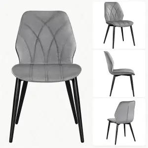 Yaheetch Set of 2 Velvet Dining Kitchen Chairs with Metal Legs Light Grey