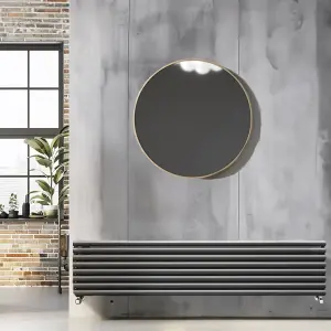 Kensington Grey Double Horizontal Radiator - 472x1200mm