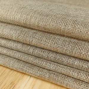 Neel Blue 29cm x 275cm Plain Hessian Table Runner, Beige