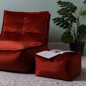 icon Amara Velvet Bean Bag Pouffe Terracotta