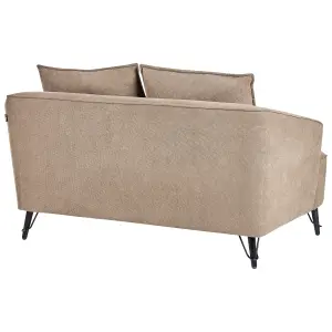 2 Seater Fabric Sofa Brown HOBRO