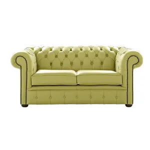 Chesterfield 2 Seater Shelly Field Green Leather Sofa Settee Bespoke In Classic Style