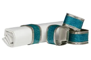 Set Of Four Turquoise Glitter Napkin Rings