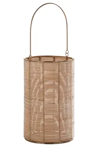 Interiors by Premier Hurricane Candle Holder, Eco-Friendly Rattan and Iron Frame Candle Holder, Rustic Design with Sleek Handle