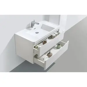 Stanhope 900mm Single Bathroom Vanity with Integrated Stone Basin Gloss White