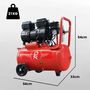 RocwooD Air Compressor Electric 24L Litre 750w Silent 116PSI