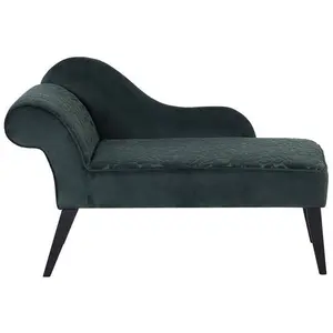 Left Hand Velvet Chaise Lounge Green BIARRITZ