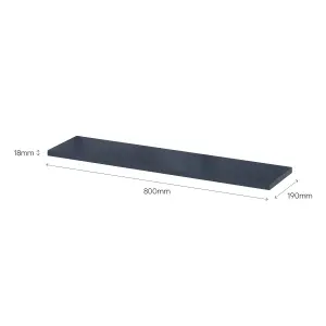 GoodHome Rigga Modular Navy blue Timber Rectangular Floating shelf (L)80cm x (D)19cm