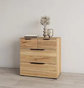 Elegant Tokyo 27 Chest of Drawers H740mm W720mm D450mm in Oak Mauvella, Four Drawers, Modern Design