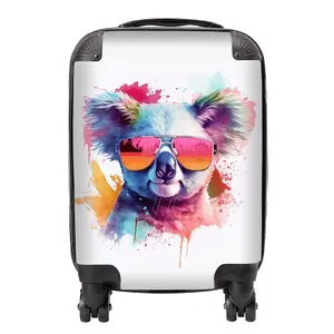 Colourful Splashart Koala In Glasses Suitcase - Small