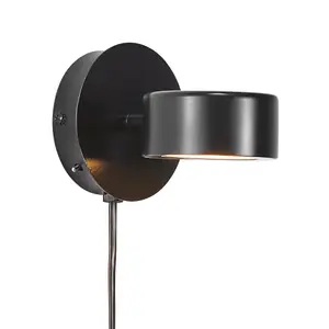 Nordlux Clyde Indoor Bedroom Office Metal Wall Light in Black (Diam) 10cm