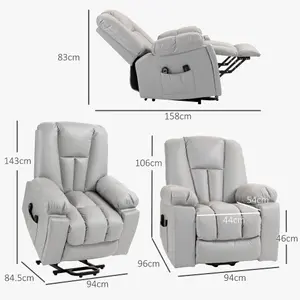 HOMCOM Riser and Recliner Chair for Elderly, Quick Assembly, Light Grey