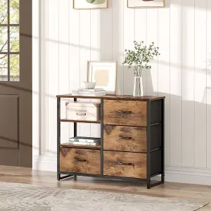 Chest of Drawer Wooden Storage Cabinet with 4 Drawers and Shelves