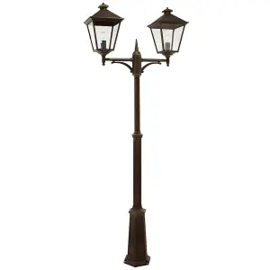 Elstead Turin 2 Light Grande Twin Lamp Post - Black/Gold IP54