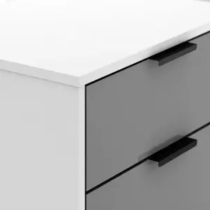 Madrid 5 Drawer Chest of Drawers in Grey and White Gloss Finish