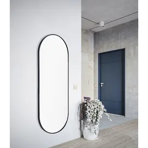 Chaya Metal Flat Wall Mirror Matte Black / 152cm H x 56cm W