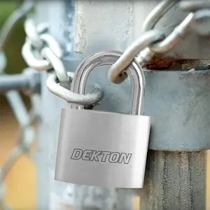 Dekton Satin Nickel Security Padlock Hardened Steel Shackle 3 Keys 30mm Lock