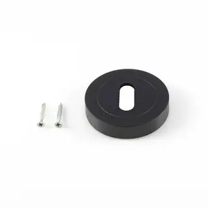 50mm Lock Profile Round Escutcheon Concealed Fix Matt Black Keyhole Cover