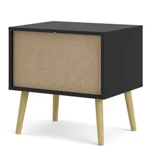 Dowler 1 Drawer Bedside Table Black Matte/Oak