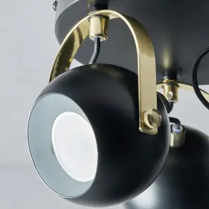 Litecraft Eyeball Black and Brass Adjustable Spotlight Plate