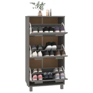 Berkfield Shoe Cabinet Light Grey 59.5x35x117 cm Solid Wood Pine