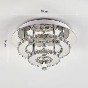 Modern 30cm Double Tiers Round Crystal LED Cool White Ceiling Light Fixure