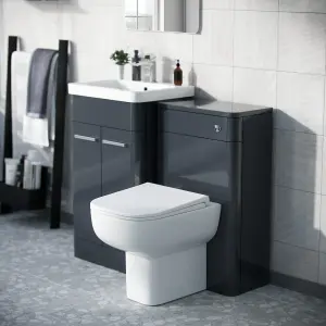 Nes Home Afern 500mm Vanity Basin Unit, WC Unit & Debra Back to Wall Toilet Anthracite