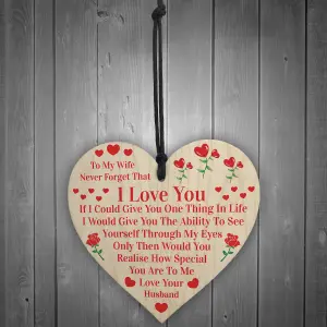 Red Ocean Gift For Wife Wooden Heart Gifts For Wife From Husband I Love You Birthday Gift For Wife Wedding Anniversary Present