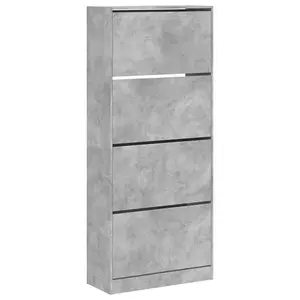 Berkfield Shoe Cabinet with 4 Flip-Drawers Concrete Grey 80x34x187.5 cm