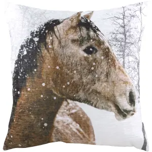 Evans Lichfield Photo Horse Printed Feather Filled Cushion