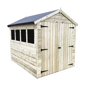 8 x 8 Garden Shed Premier Pressure Treated T&G APEX Wooden Garden Shed + 4 Windows + Double Doors (8' x 8' / 8ft x 8ft) (8x8 )