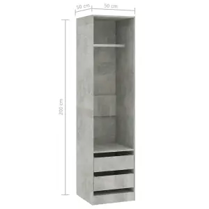 Wardrobe with Drawers Concrete Grey 50x50x200 cm Engineered Wood