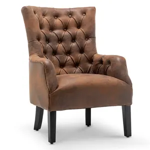 Faux Leather Suede Brown Gabriella Accent Chair